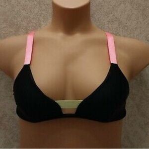 Xhilaration Swim Black with Neons Bikini Top